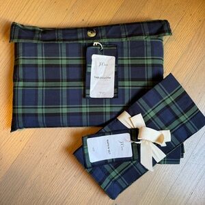 J.Crew Blue/Green Plaid Tablecloth & Napkin Set